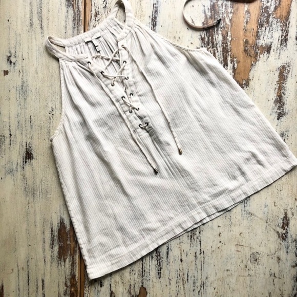 JOIE Arabeth Shadow-Striped Cotton Sleeveless Top XS - Picture 4 of 13